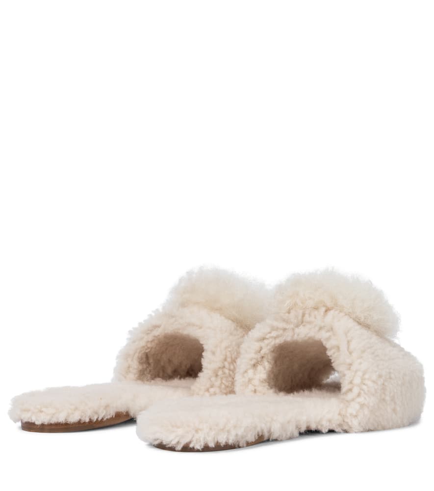 Aquazzura Foxy shearling and alpaca hair slides