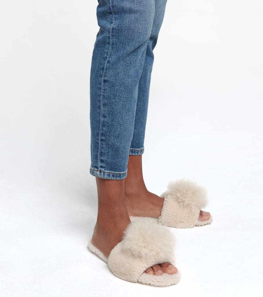 Aquazzura Foxy shearling and alpaca hair slides