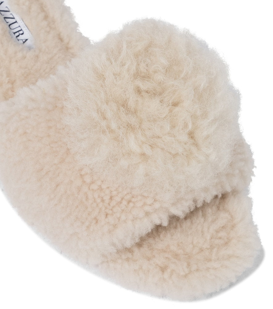 Aquazzura Foxy shearling and alpaca hair slides