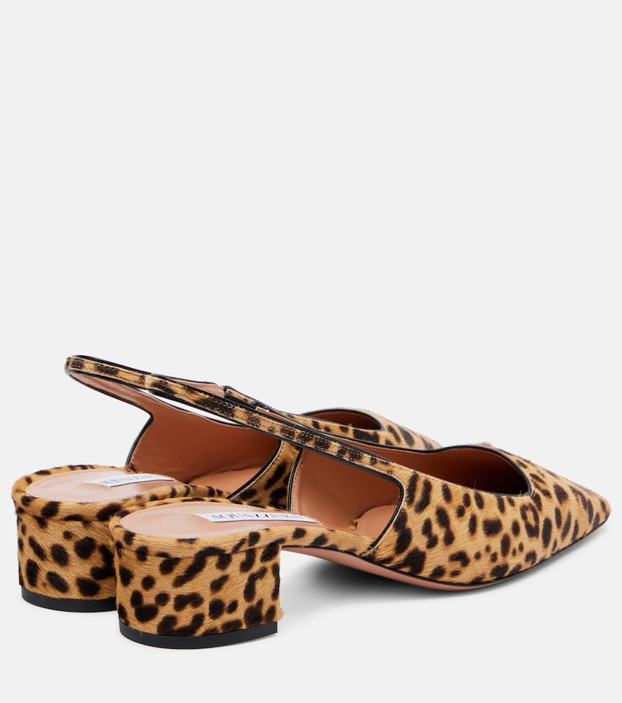 Aquazzura Ginza 35 calf hair slingback pumps