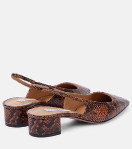 Aquazzura Ginza 35 snake-effect leather slingback pumps