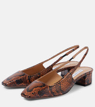 Aquazzura Ginza 35 snake-effect leather slingback pumps