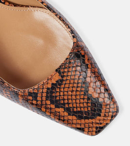 Aquazzura Ginza 35 snake-effect leather slingback pumps