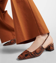 Aquazzura Ginza 35 snake-effect leather slingback pumps