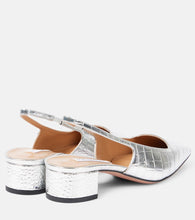 Aquazzura Ginza croc-effect leather slingback pumps