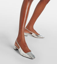 Aquazzura Ginza croc-effect leather slingback pumps