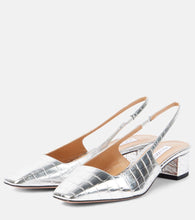 Aquazzura Ginza croc-effect leather slingback pumps