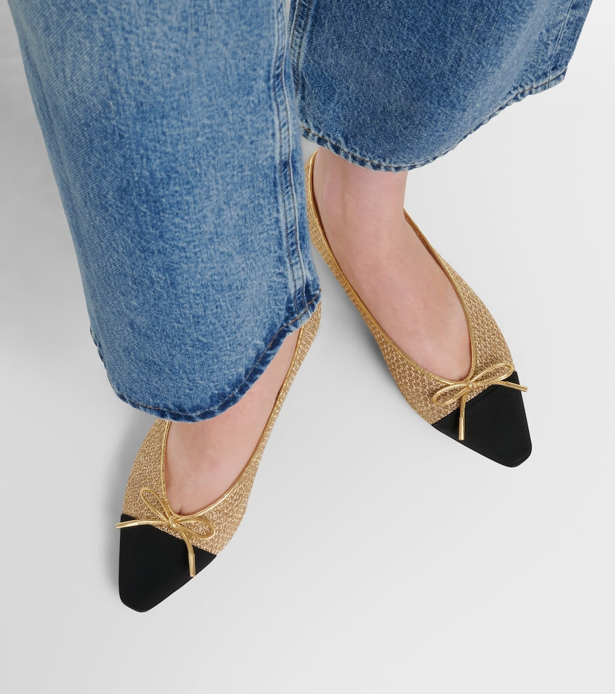 Aquazzura Gioia leather-trimmed ballet flats