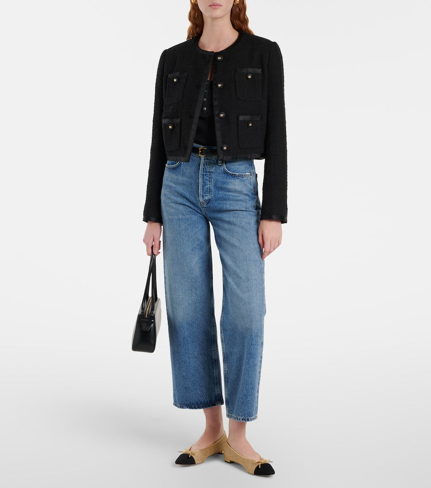 Aquazzura Gioia leather-trimmed ballet flats