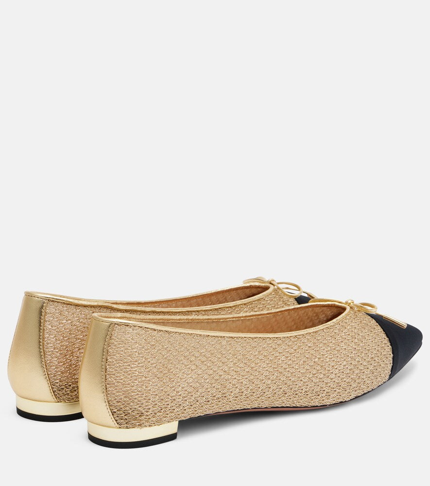 Aquazzura Gioia leather-trimmed ballet flats