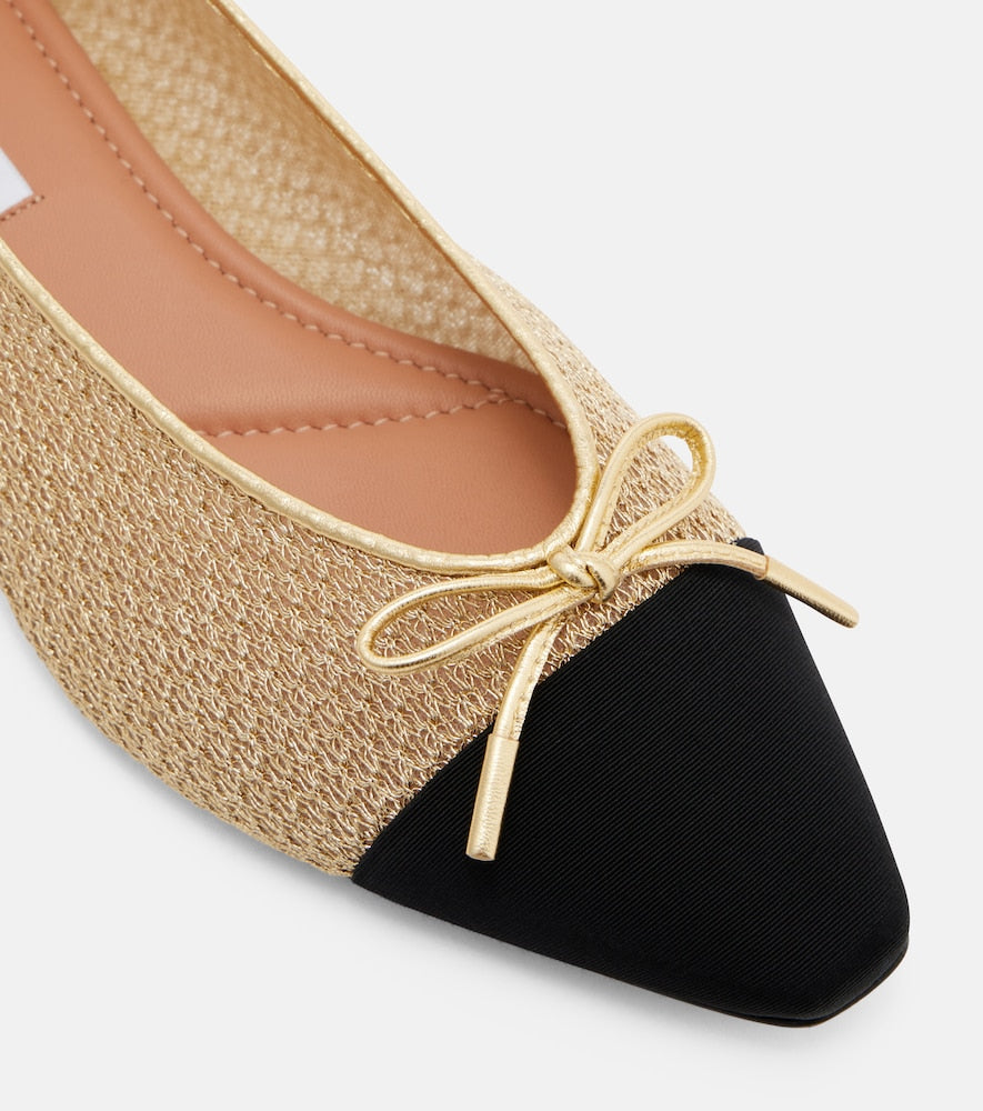 Aquazzura Gioia leather-trimmed ballet flats