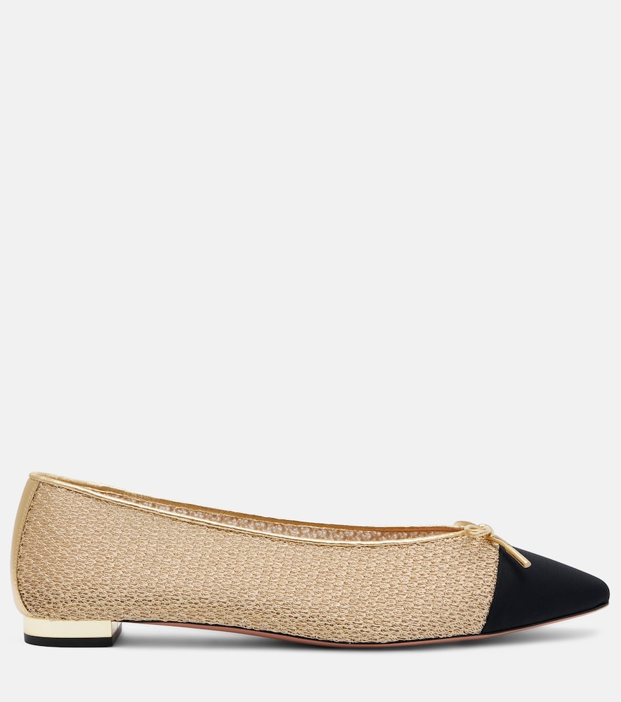 Aquazzura Gioia leather-trimmed ballet flats