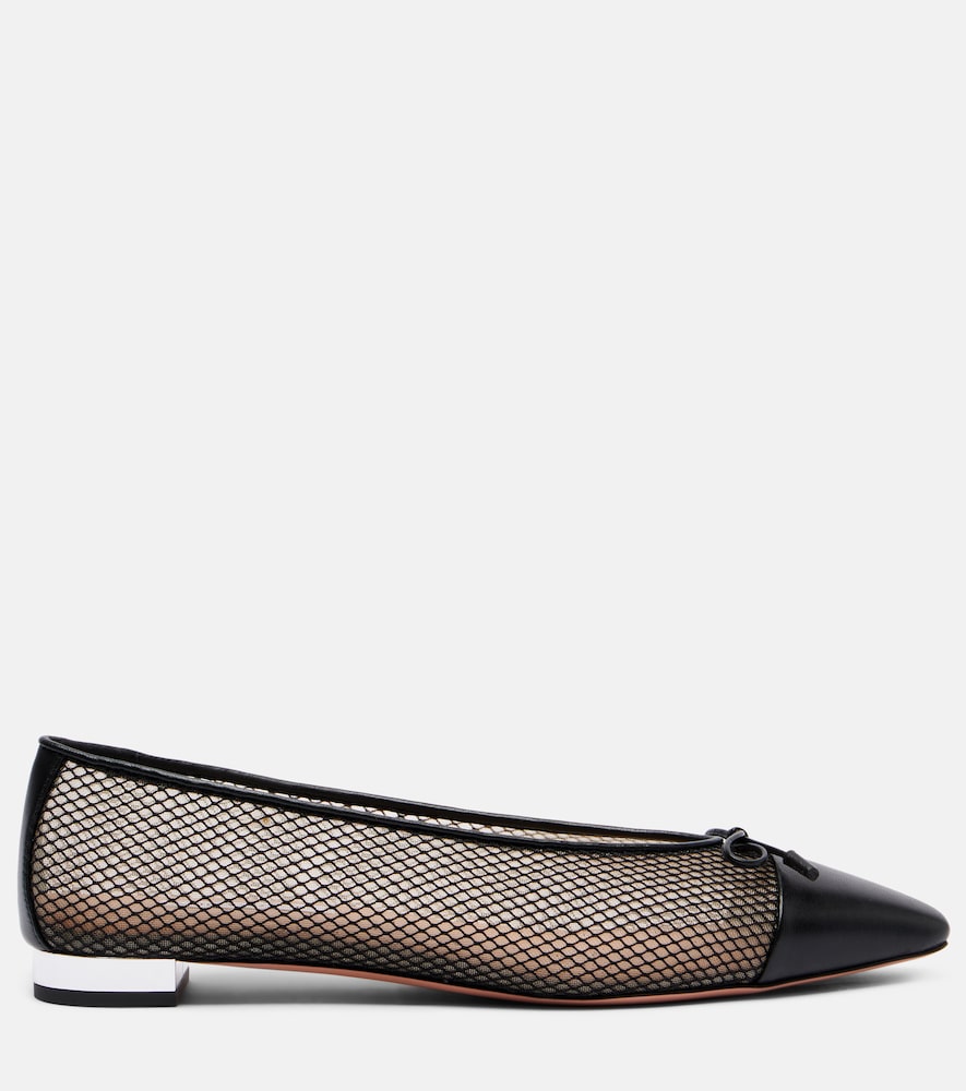 Aquazzura Gioia mesh and leather ballet flats