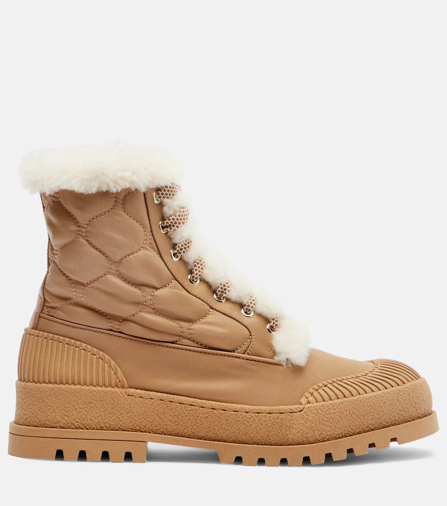 Aquazzura Glacier shearling-lined lace-up boots