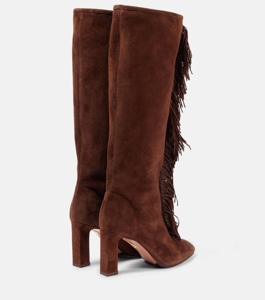 Aquazzura Gytane 85 fringed suede knee-high boots