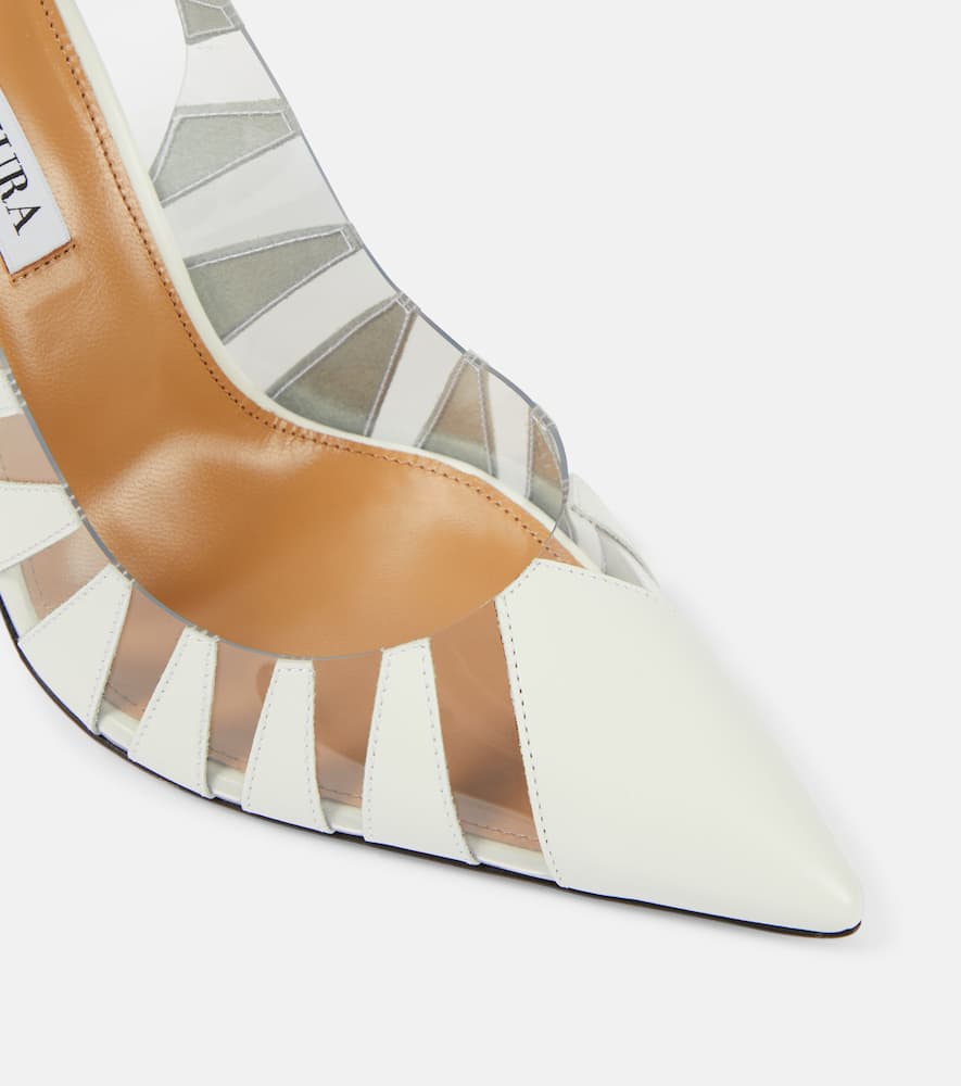 Aquazzura Hot Rumor 105 leather and PVC slingback pumps
