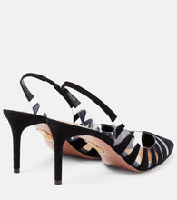 Aquazzura Hot Rumor 75 suede and PVC slingback pumps