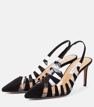 Aquazzura Hot Rumor 75 suede and PVC slingback pumps