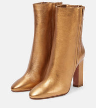Aquazzura Joplin 105 metallic leather ankle boots
