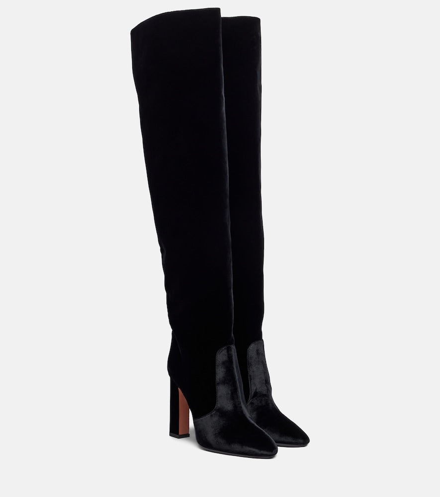 Aquazzura Joplin 105 velvet over-the-knee boots