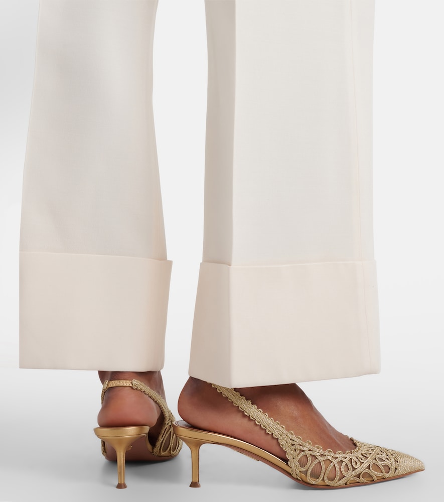 Aquazzura Kahlo metallic raffia and mesh slingback pumps