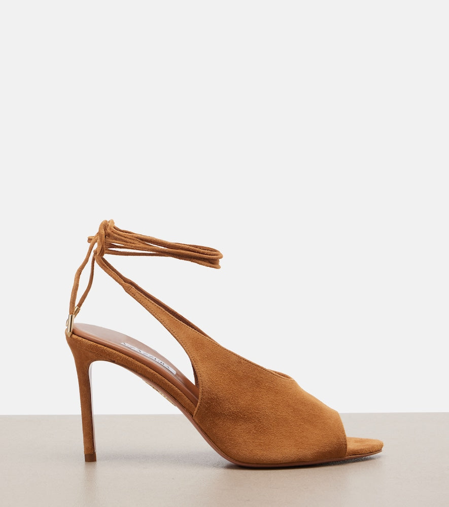 Aquazzura Lais suede peep-toe slingback pumps