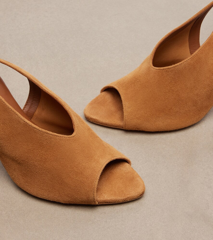 Aquazzura Lais suede peep-toe slingback pumps