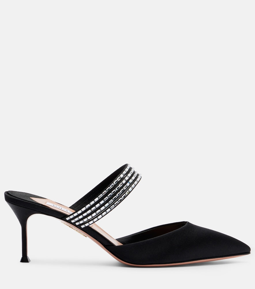 Aquazzura Luce 65 embellished satin mules