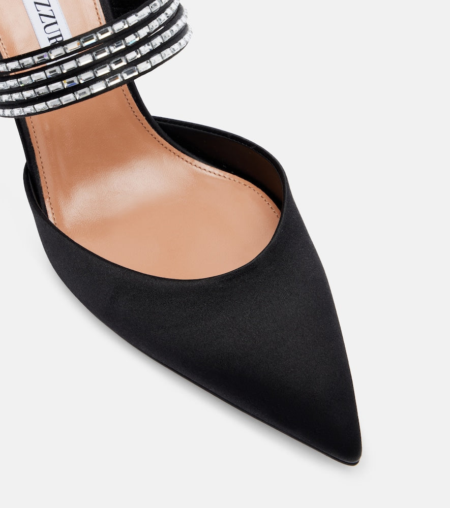 Aquazzura Luce 65 embellished satin mules