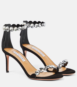 Aquazzura Maxi-Tequila 75 embellished suede sandals