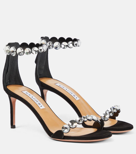 Aquazzura Maxi-Tequila 75 embellished suede sandals