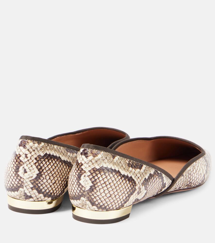 Aquazzura Maya Flay snake-effect leather ballet flats
