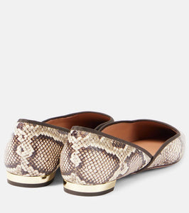 Aquazzura Maya Flay snake-effect leather ballet flats