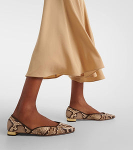 Aquazzura Maya Flay snake-effect leather ballet flats