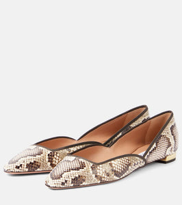 Aquazzura Maya Flay snake-effect leather ballet flats