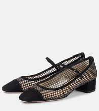 Aquazzura Mayor 35 suede-trimmed Mary Jane pumps