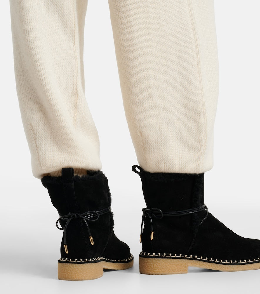 Aquazzura Megeve shearling-trimmed suede ankle boots