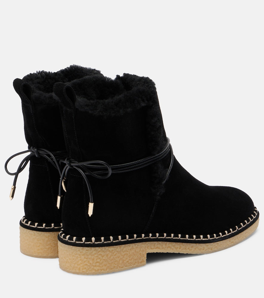 Aquazzura Megeve shearling-trimmed suede ankle boots