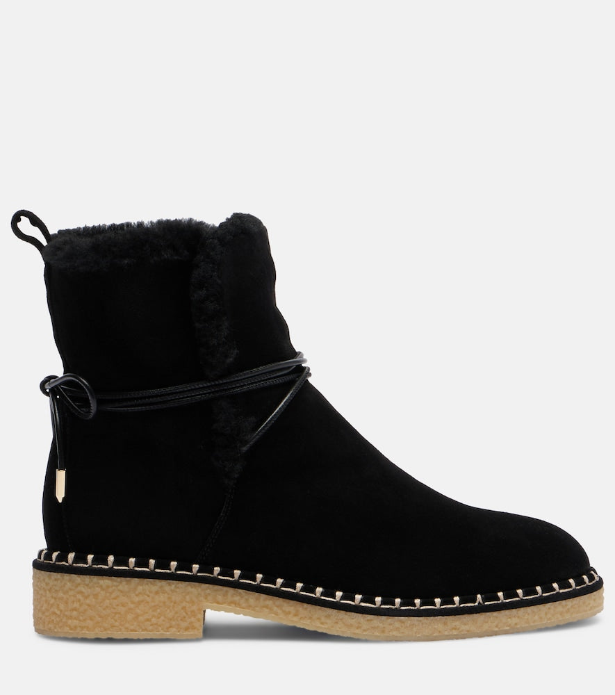 Aquazzura Megeve shearling-trimmed suede ankle boots