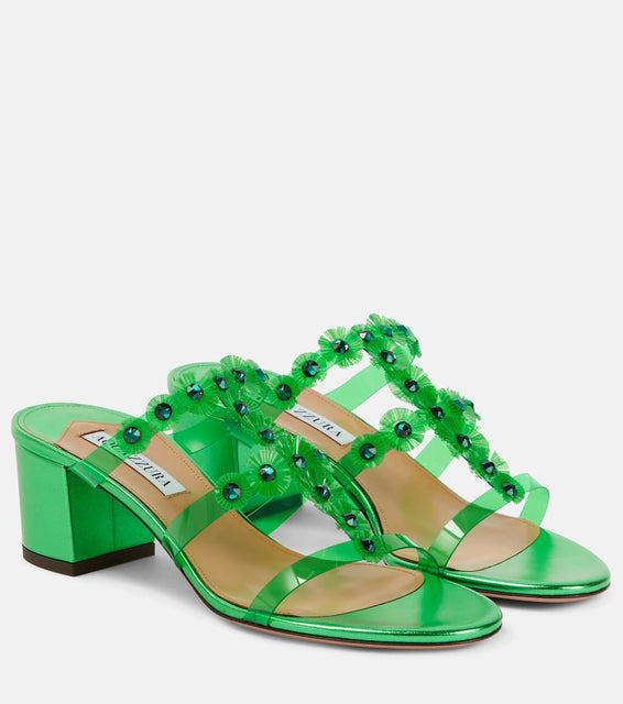 Aquazzura Meteorite embellished PVC mules
