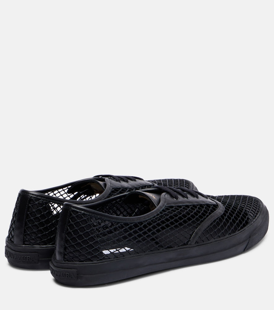 Aquazzura Minimalist Mesh leather-trimmed sneakers