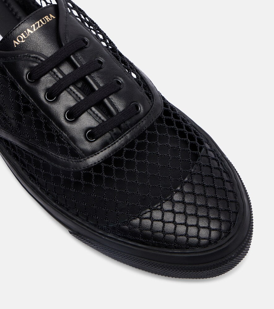 Aquazzura Minimalist Mesh leather-trimmed sneakers