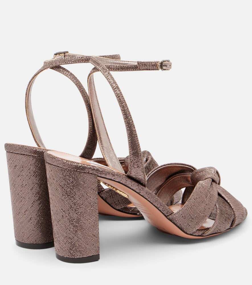 Aquazzura Nina 85 metallic-effect twill sandals