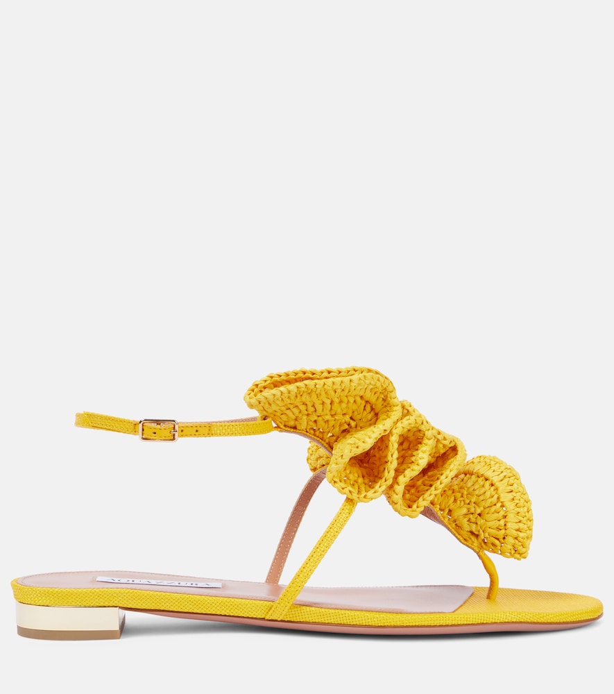 Aquazzura Noches Tropicales raffia thong sandals