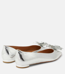 Aquazzura Paris Rose mirrored leather ballet flats