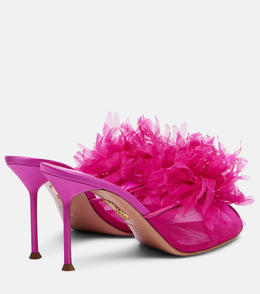 Aquazzura Poa¨me floral-applique mesh mules