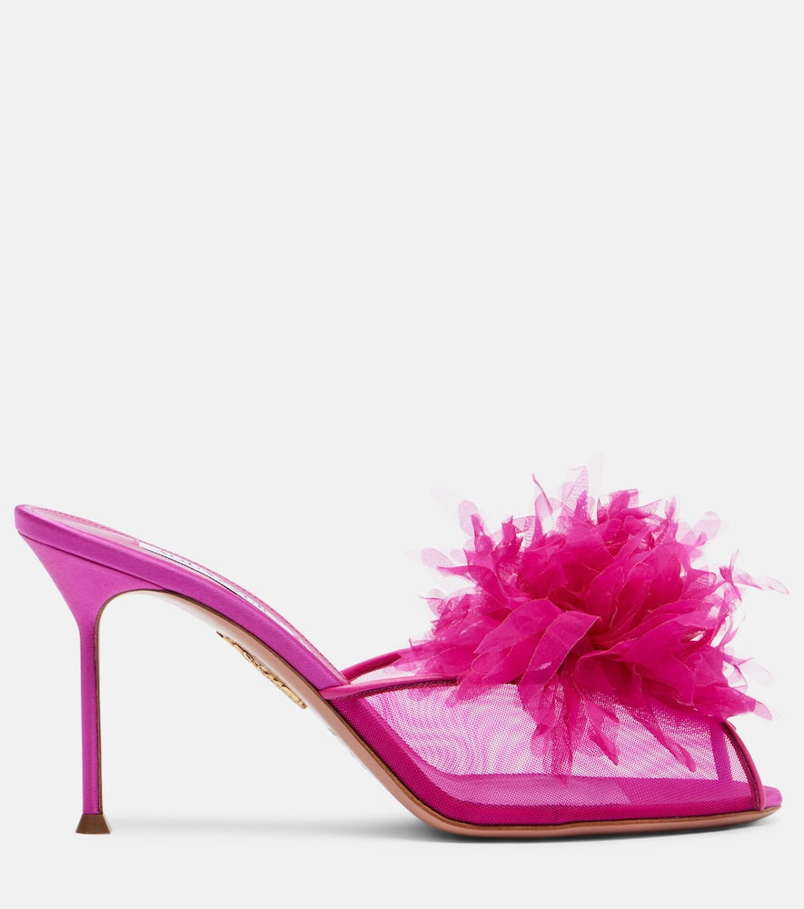 Aquazzura Poa¨me floral-applique mesh mules