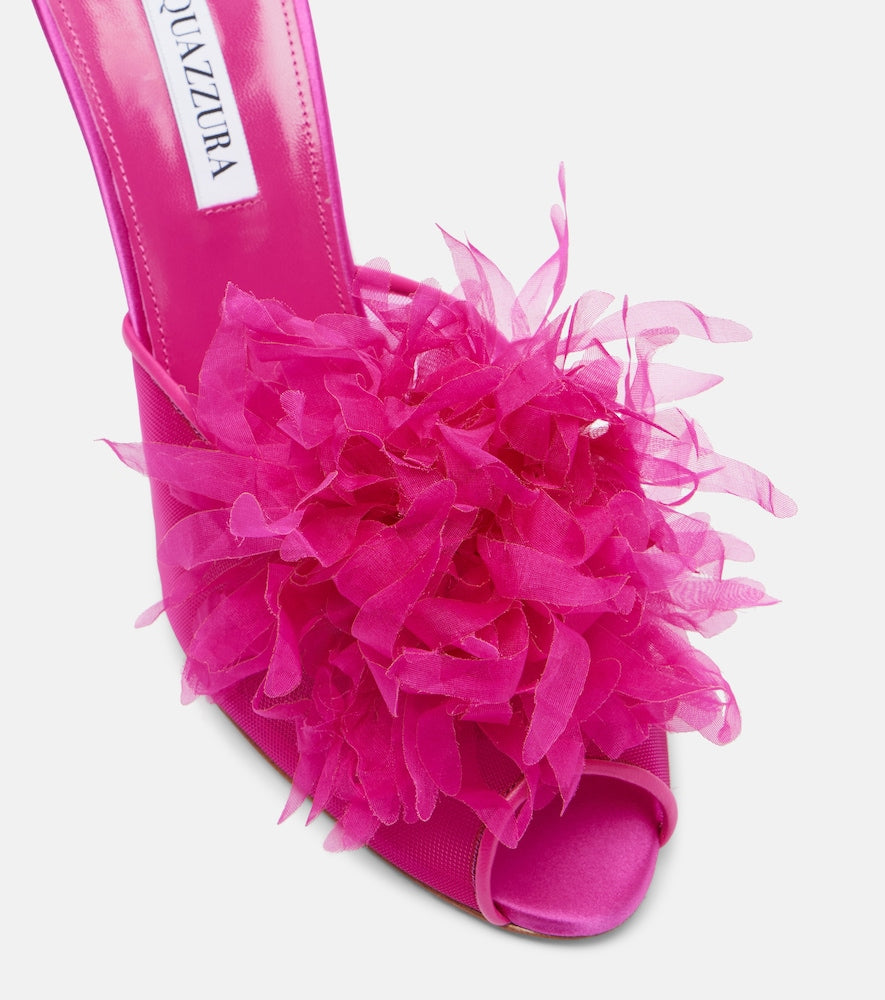 Aquazzura Poa¨me floral-applique mesh mules