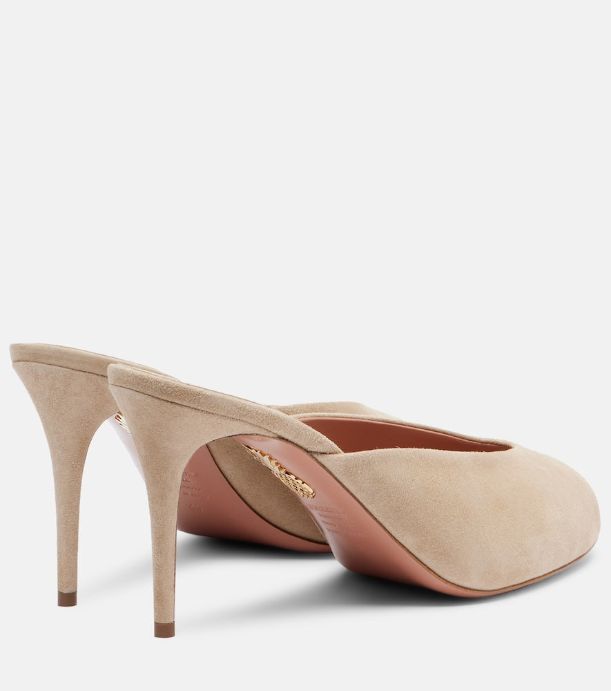 Aquazzura Secret 85 suede mules