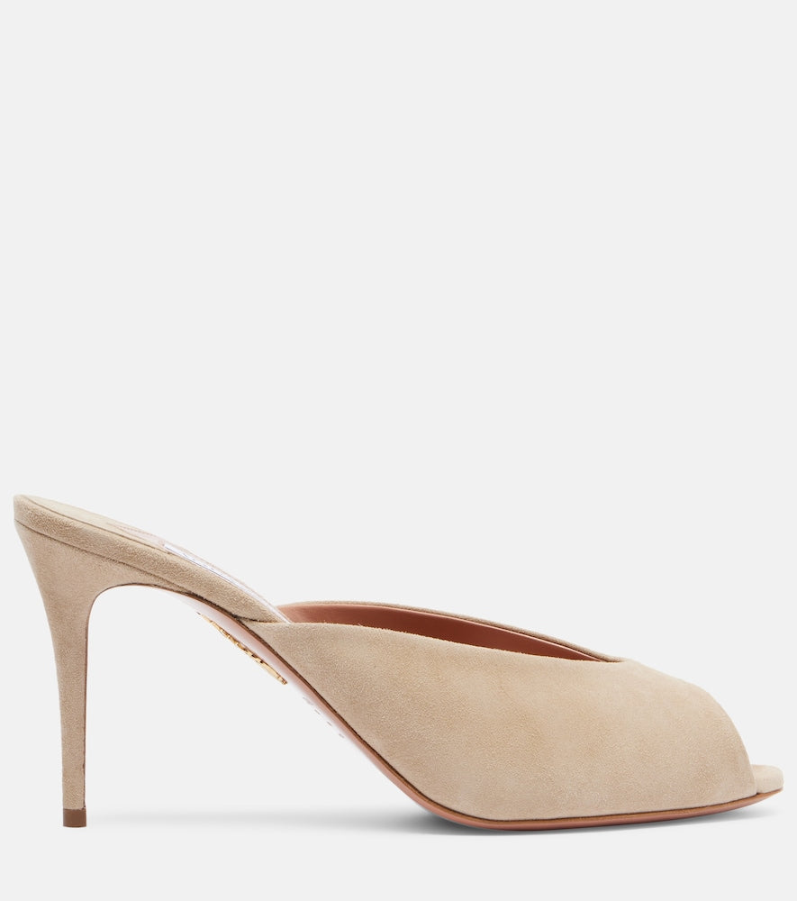 Aquazzura Secret 85 suede mules